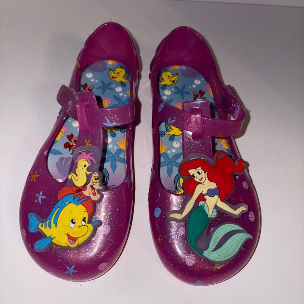 Disney Princess The Little Mermaid Ariel Sandals Pink Sparkle Girls Sz 12 - Picture 2 of 7
